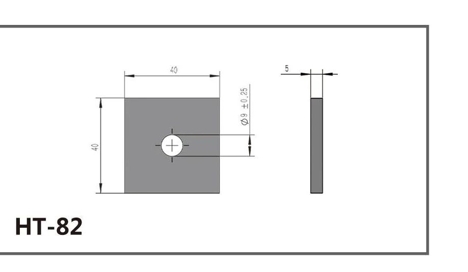 HT-82 square channel fitting dimensioned drawing