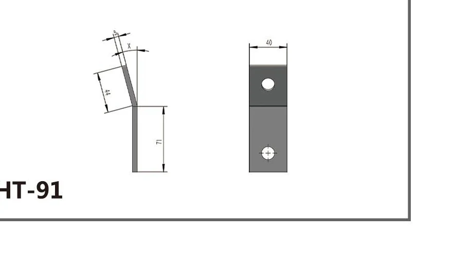HT-91 offset two-hole channel fitting dimensioned drawing